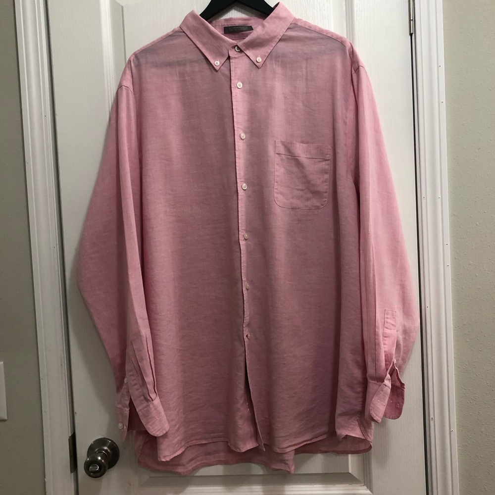 Daniel Cremieux 2XL Linen Blend Mens Oxford Dress Shirt Button Down Shirt Salmon